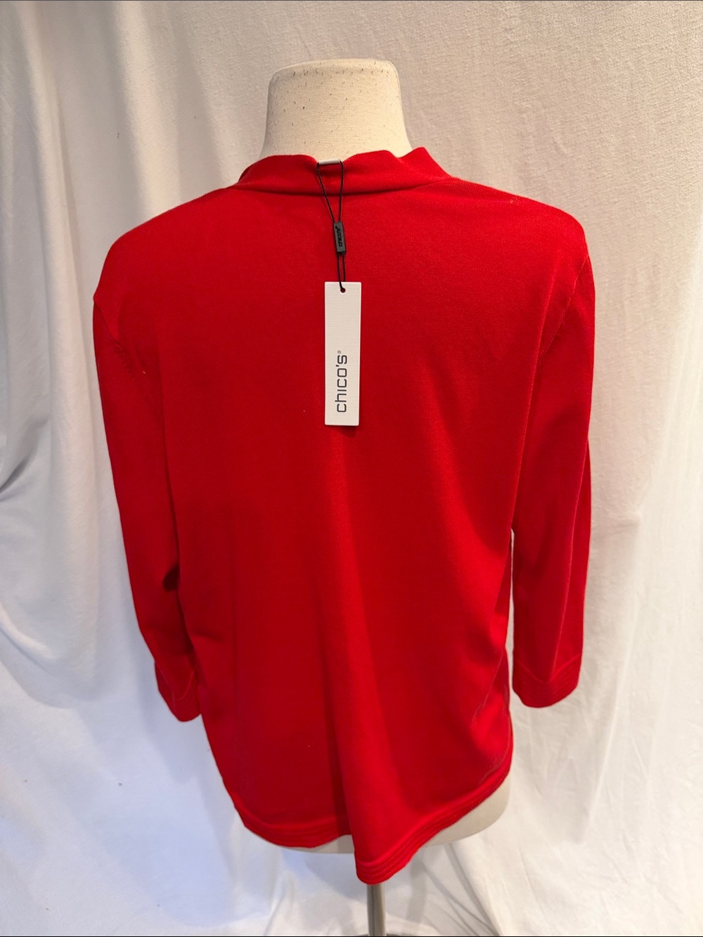Chico’s Red Open-Front Women's Sweater Cardigan - Picture 2 of 4